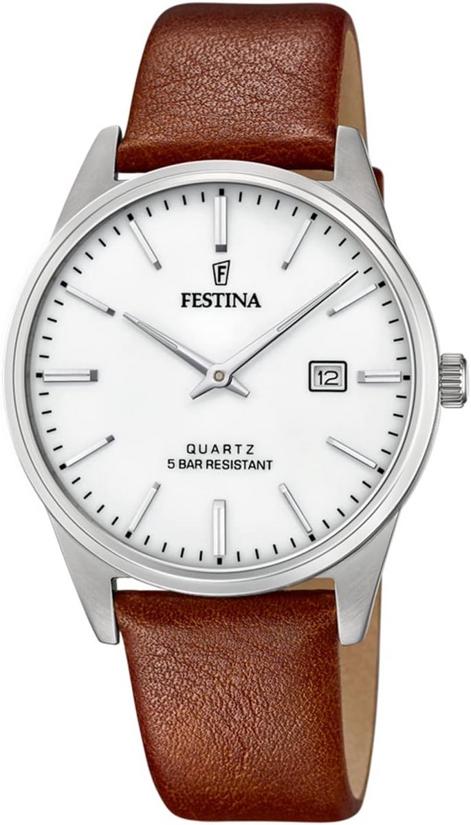 Herenhorloge Analoog Quartz Bruin Leren Band Middelgroot