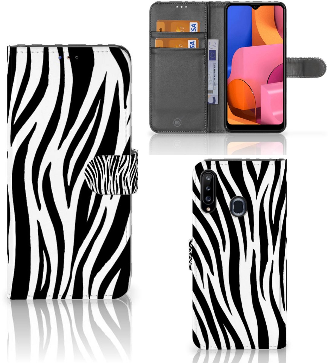 Samsung Galaxy A20s Telefoonhoesje met Pasjes Zebra