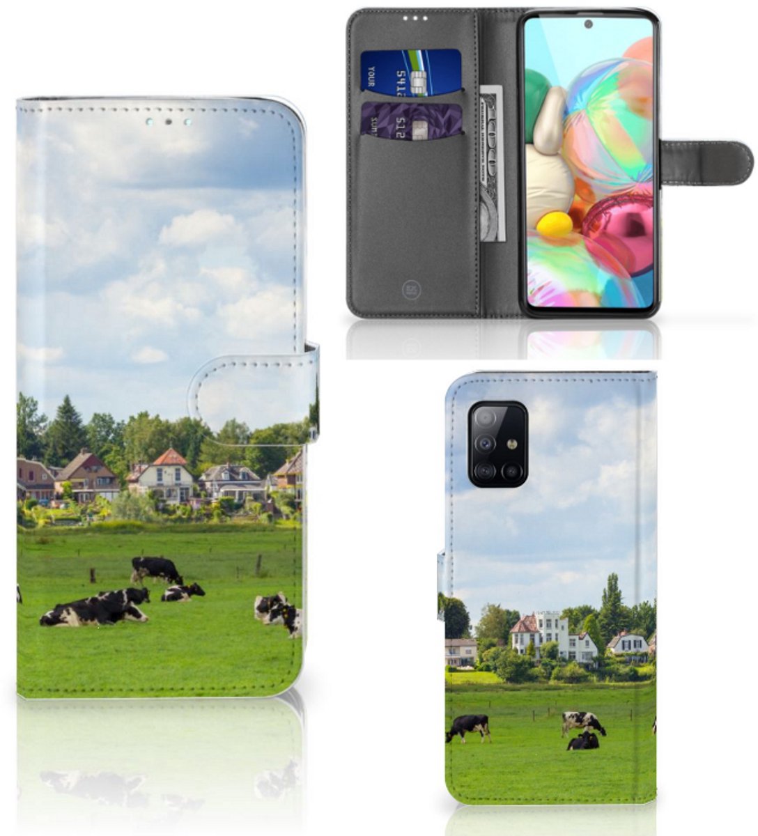 Samsung Galaxy A71 Telefoonhoesje met Pasjes Koeien