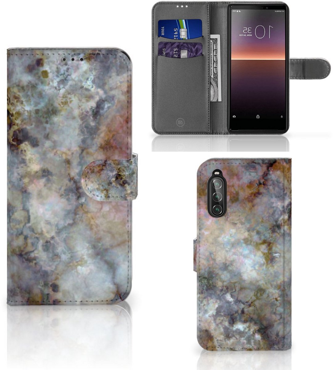 Sony Xperia 10 II Bookcase Marmer Grijs