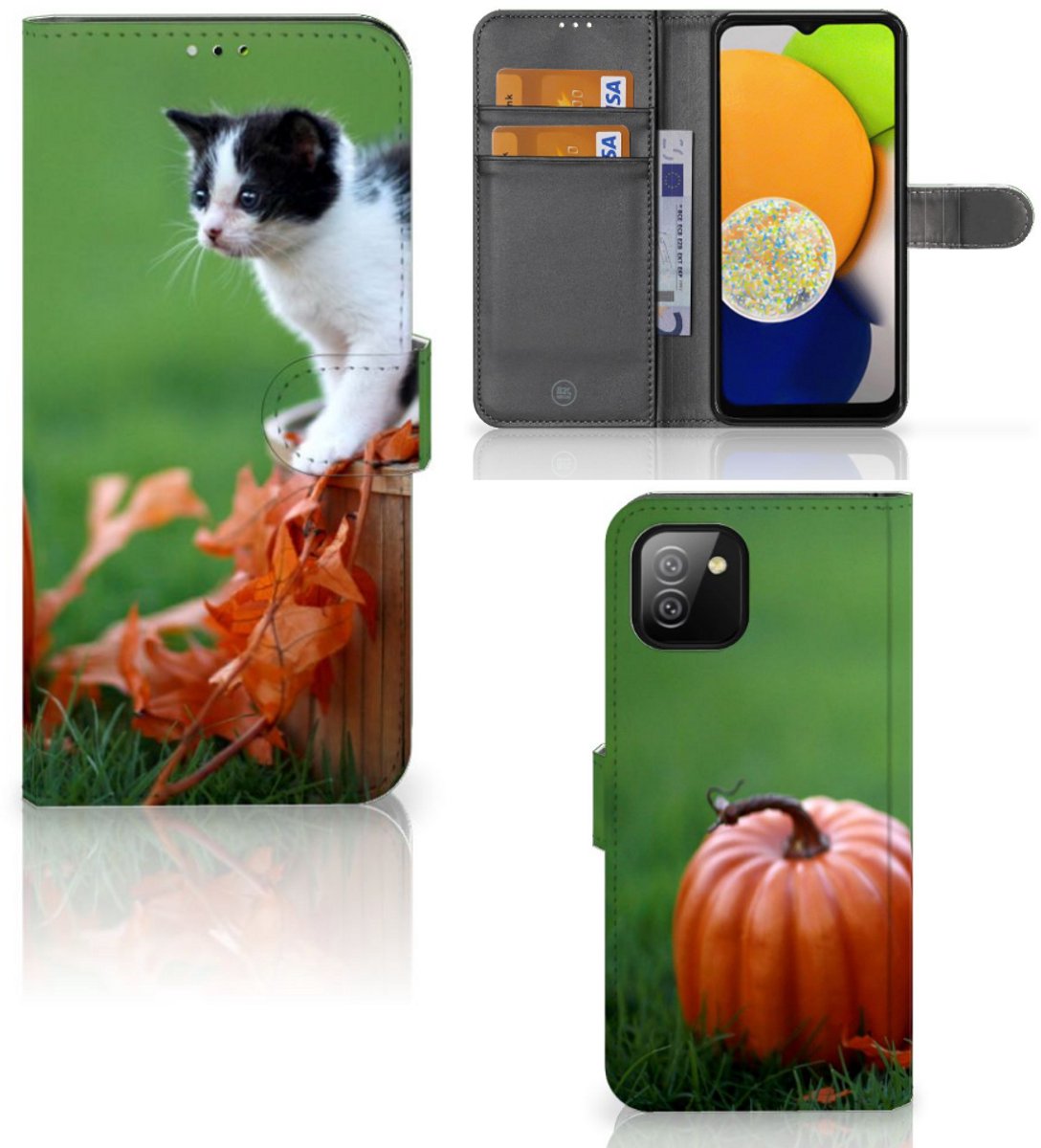Samsung Galaxy A03 Telefoonhoesje met Pasjes Kitten