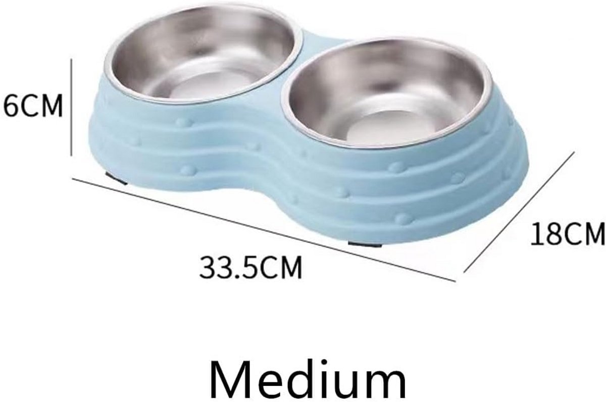 Hondenkom Antislip Dubbele Kom met Roestvrij Stalen Bakken - Ideaal voor Honden en Katten