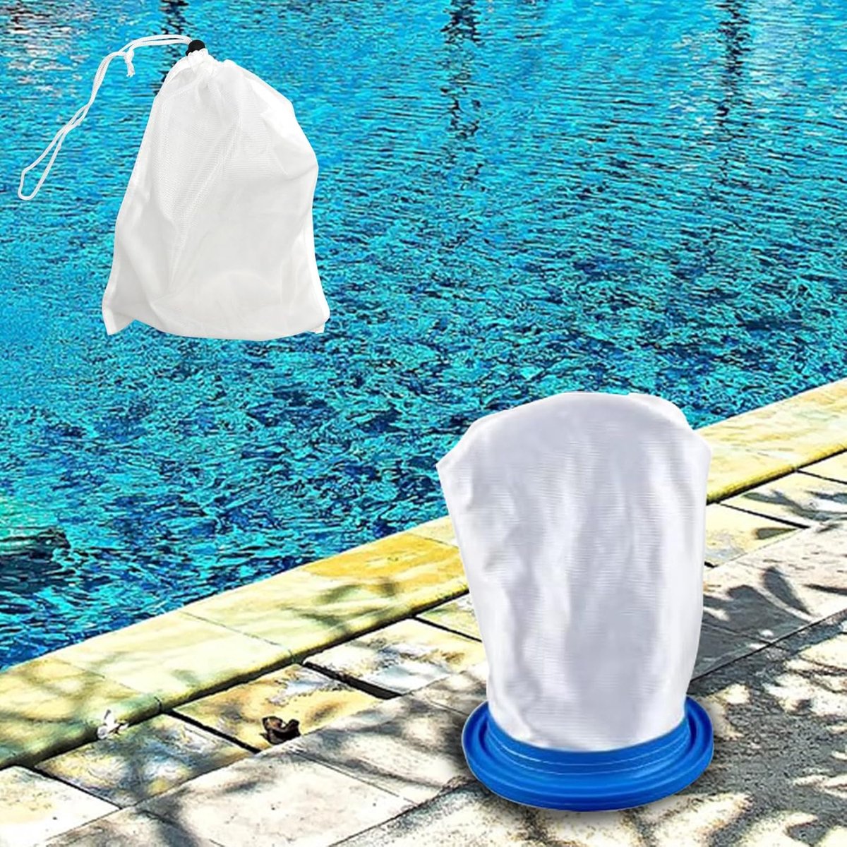 Fijnmazige reservezak voor zwembadstofzuiger - Wit (2 stuks)