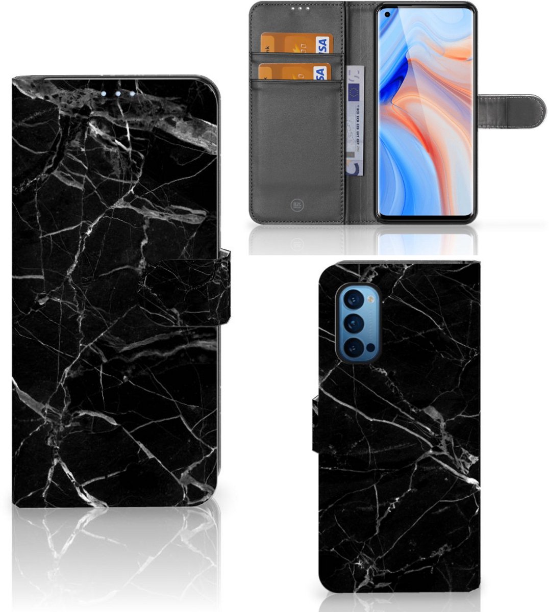 OPPO Reno 4 Pro 5G Bookcase Marmer Zwart - Origineel Cadeau Vader