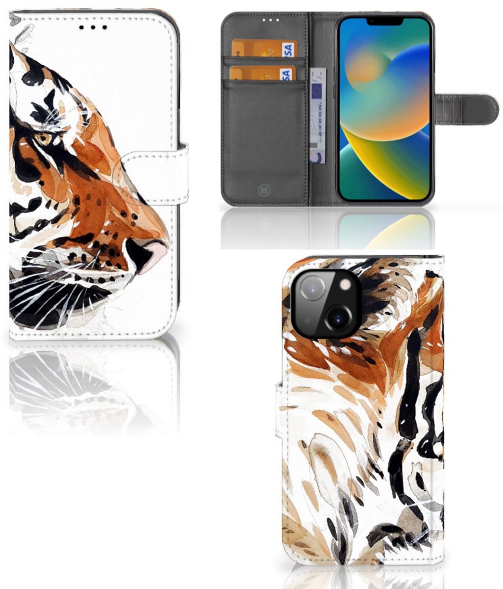 Hoesje Apple iPhone 14 Watercolor Tiger
