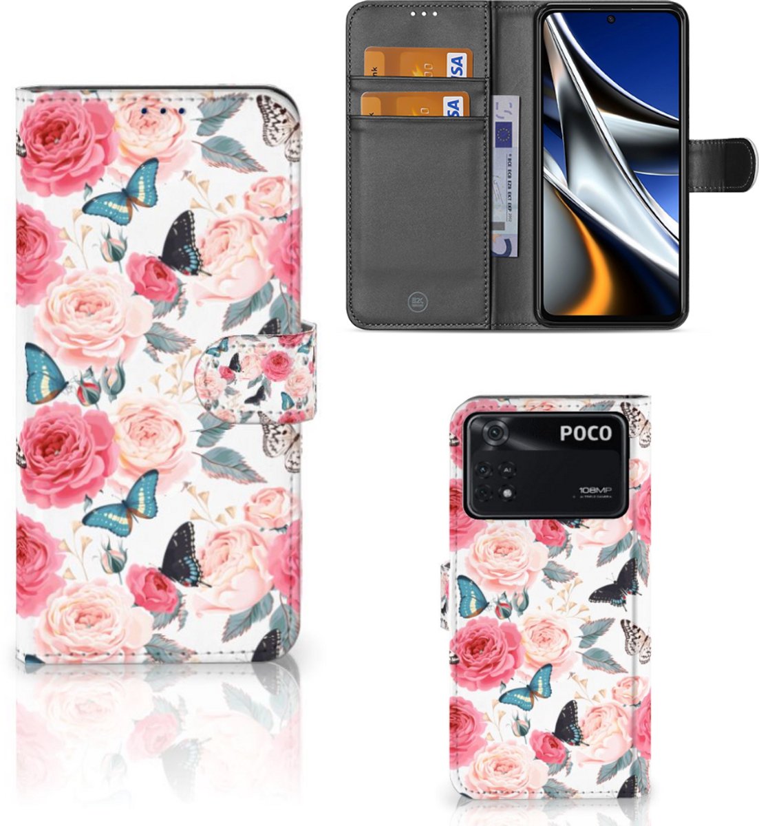 Xiaomi Poco X4 Pro 5G Hoesje Butterfly Roses