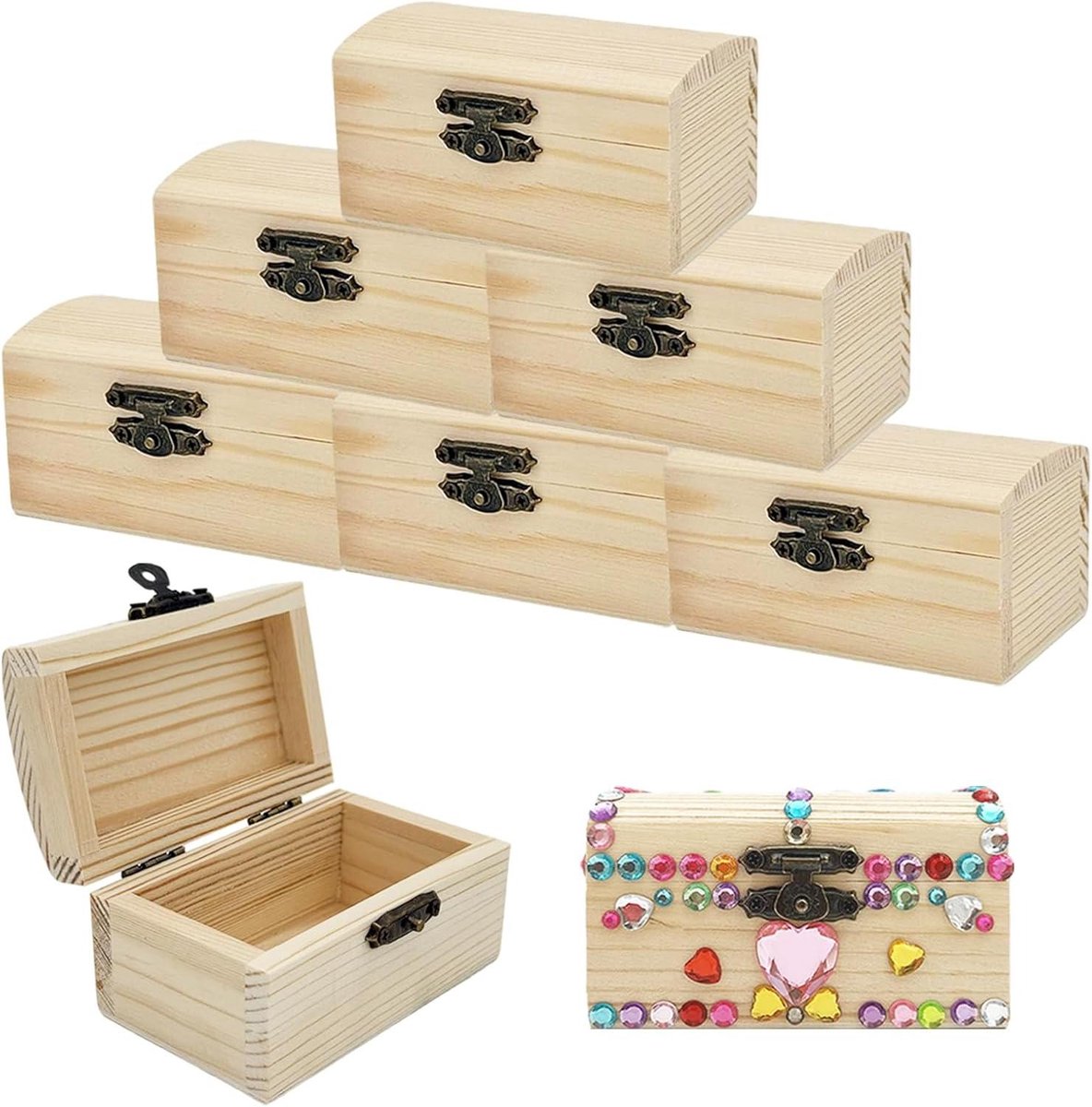 Kleine Houten Schatkist Met Deksel Voor Knutselset en Piratenfeest