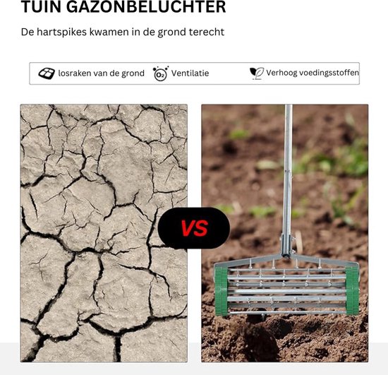 Aurixi® Equivera Gazonbeluchter - Gras Beluchten - Gazon Beluchter - Beluchter - Gazonverluchter - Gazonprikker- Groen/Zilver - ‎139cm x 44cm x 15cm van Merkloos	 — afbeelding 2