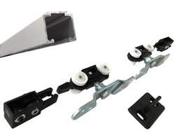 Schuifdeurset 0400 met rail 2,3 m - max. deurgewicht 40 kg - merk Krona Koblenz - voor deurbreedte tot 118 cm