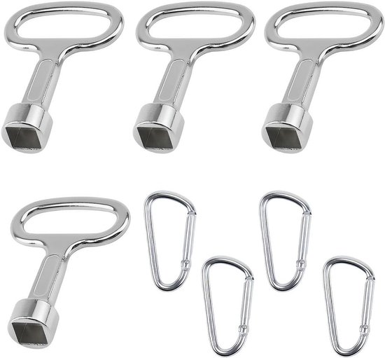 Radiator Vent Wrench - 4 Stukken - Radiator Sleutel met Sleutelhanger