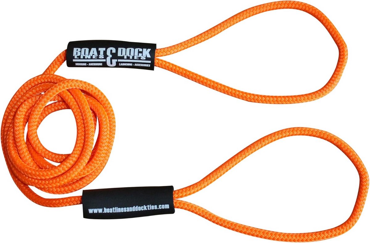 Dubbel gevlochten nylon touw met gestikte lussen en drijvers voor bootlijnen en dokbanden