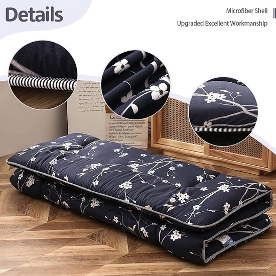 Opvouwbaar Japans Vloermatras Futon - Tweepersoons Gastenbed en Camping Lounger — afbeelding 2