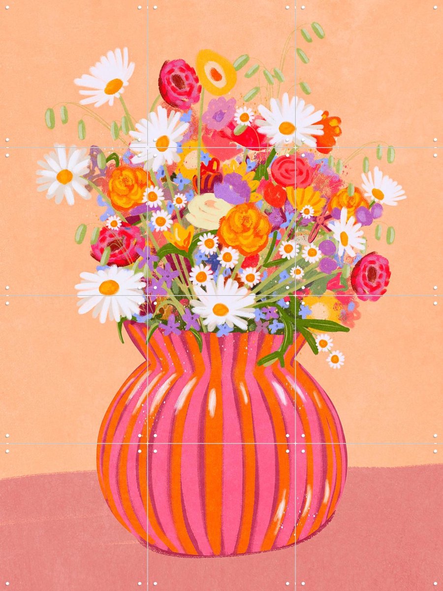 IXXI Just some lovely Flowers, Raissa Oltmanns - 60 x 80 cm - Gratis ophangtool - Grote wanddecoratie en posters - Speels, Kleurrijk, Grafisch