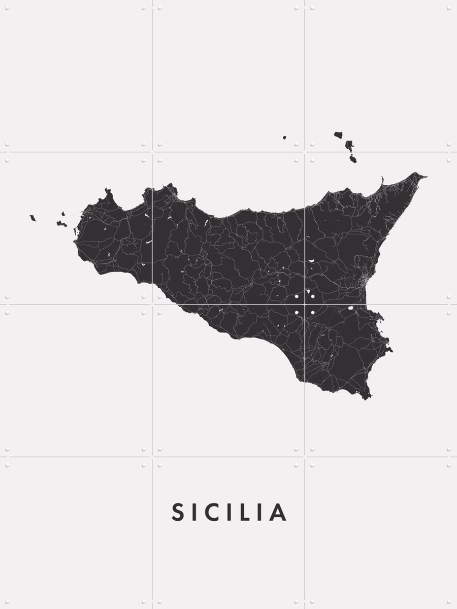 IXXI Sicilia Island Map, Kunst in Kaart - 60 x 80 cm - Gratis ophangtool - Grote wanddecoratie en posters - Minimalisme, Grafisch Ontwerp