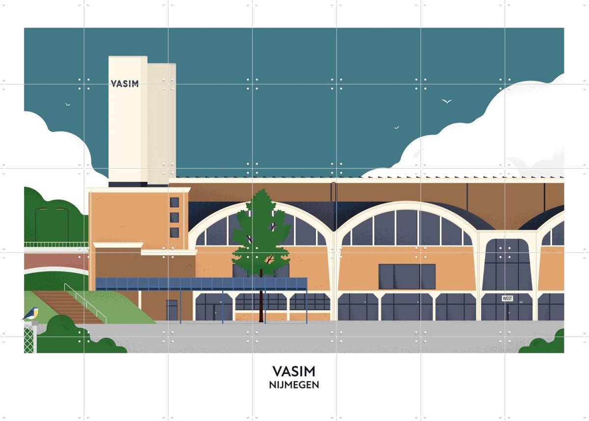 IXXI Vasim, Studio Kars + Boom & Design Podium Nijmegen - 140 x 100 cm - Gratis ophangtool - Grote wanddecoratie en posters - Geometrische Kunst