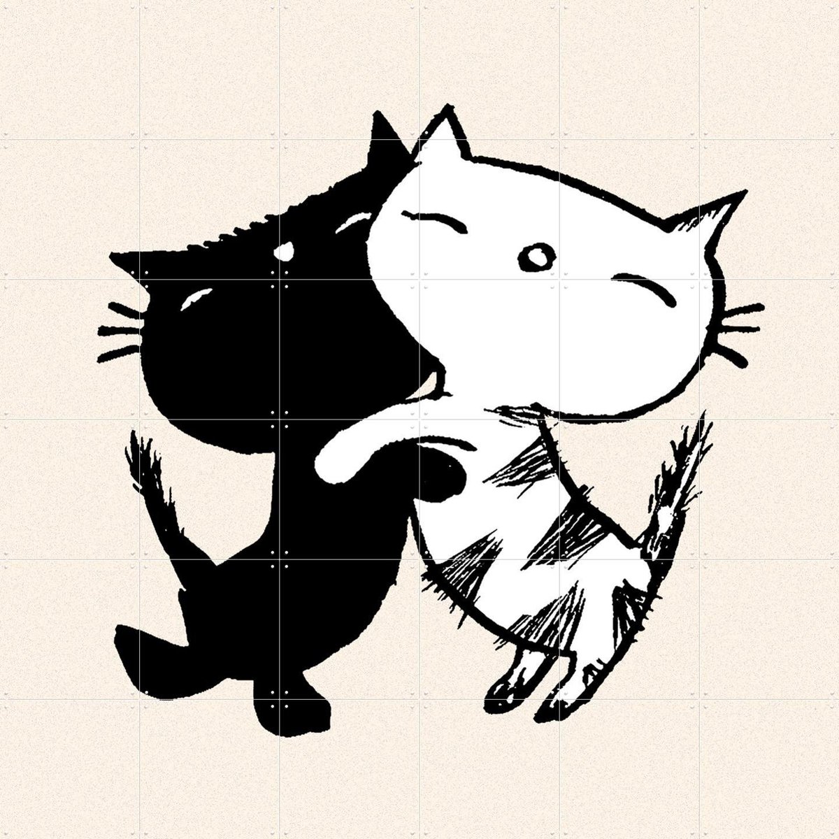 IXXI Pim & Pom 9, Fiep Westendorp - 120 x 120 cm - Gratis ophangtool - Grote wanddecoratie en posters - Illustraties, Cartoonesk, Speels, Line art