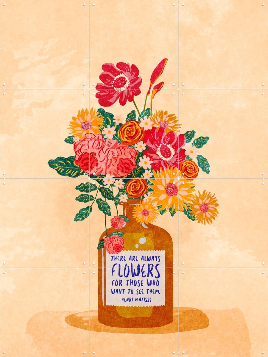 IXXI Always Flowers, Raissa Oltmanns - 60 x 80 cm - Gratis ophangtool - Grote wanddecoratie en posters - Illustraties, Speels, Grafisch Ontwerp