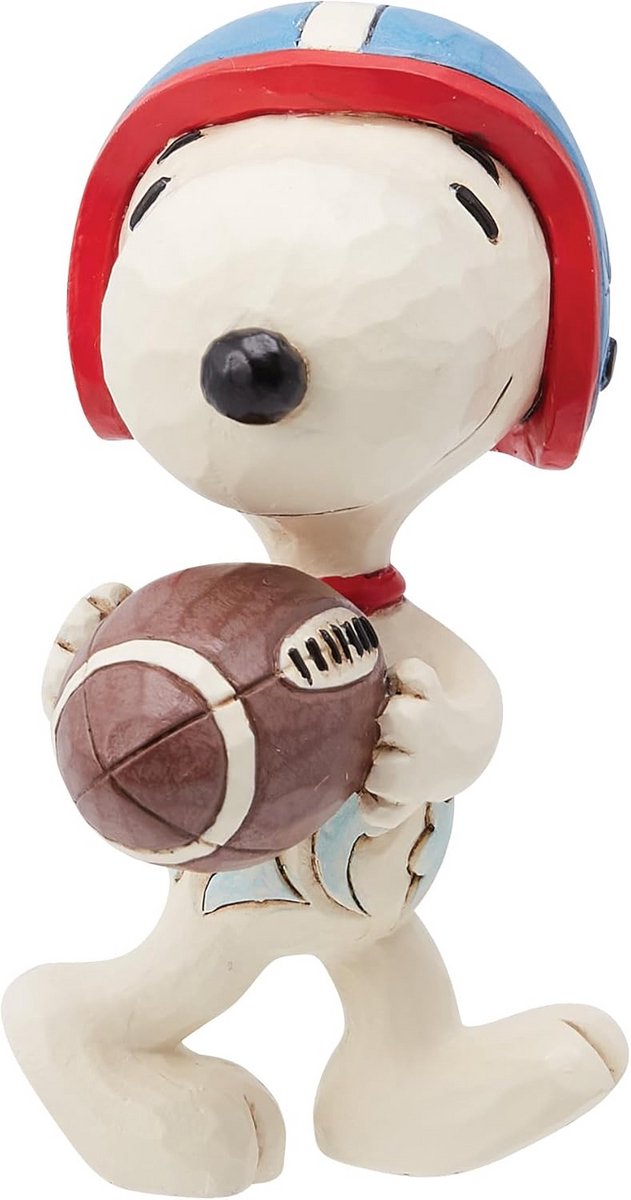 Peanuts Snoopy Figuur met Football - Gedetailleerd Snoopy Sportbeeldje