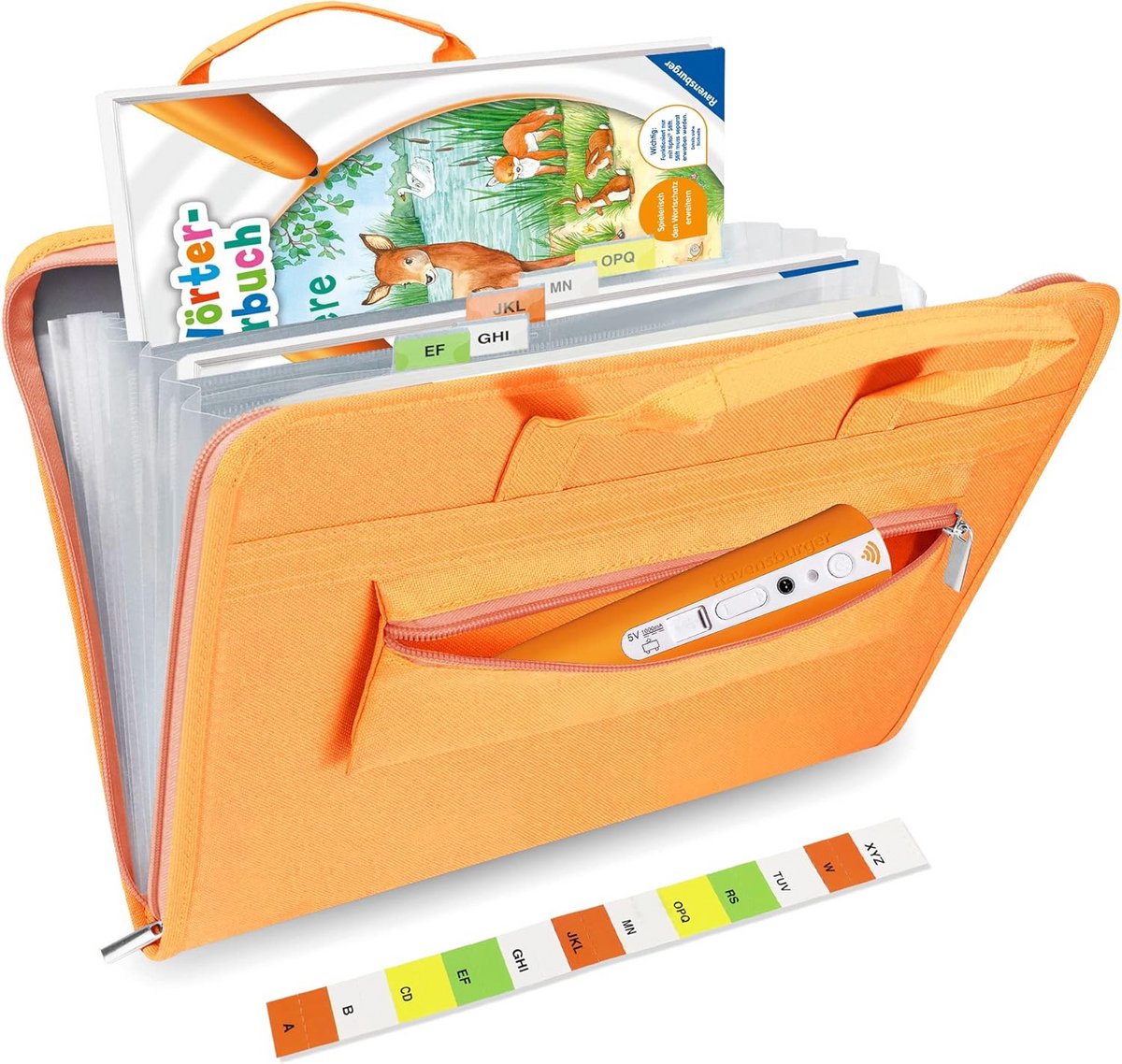 Draagbare Opbergtas voor Educatieve Puzzelboeken en Stiften - Oranje