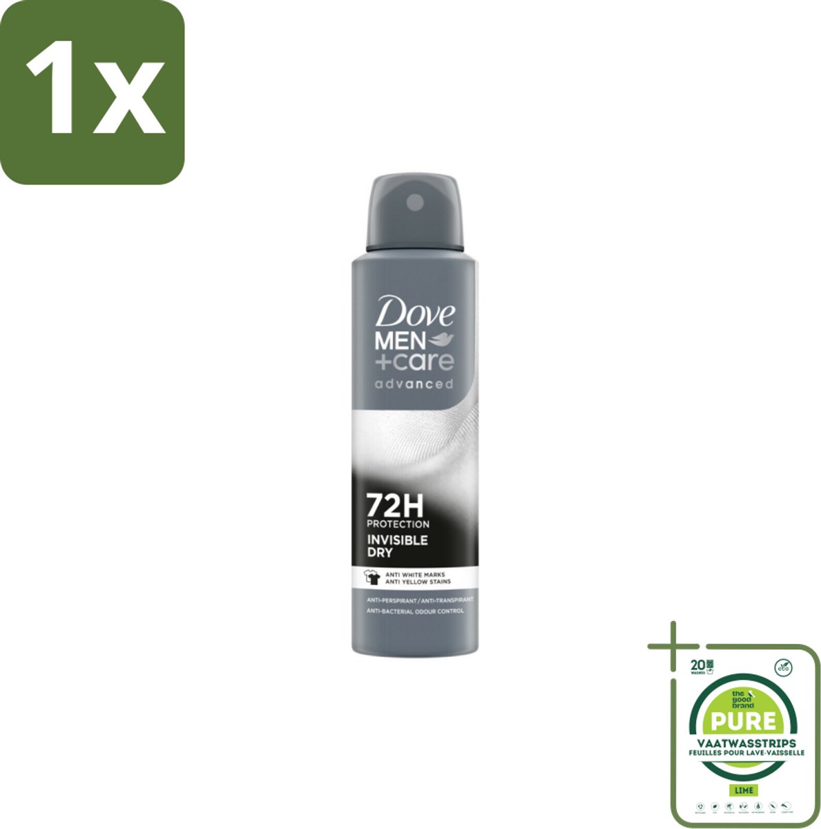 1 x Dove Men+Care – Deodorant Spray – Invisible Dry – 150 ml - Deodorant Spray Mannen - Transpiratiegeur - Okselgeur - Schone Kleding - Huidverzorging