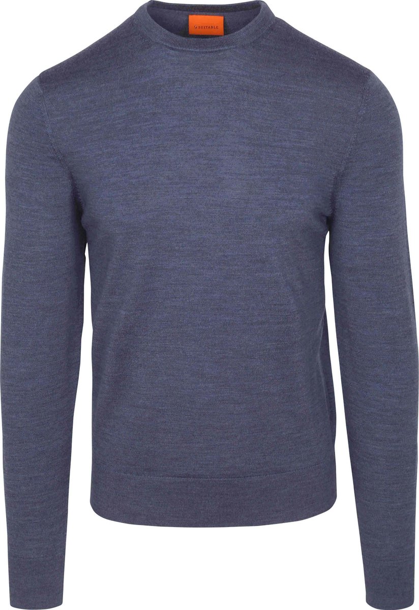 Suitable Merino Pullover Denim Blauw - Maat M - Heren - Sweater