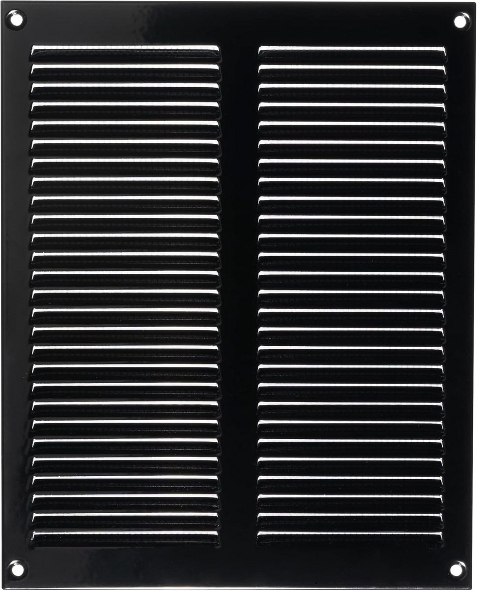 Zwart Metalen Ventilatiegrille Vierkant met Insektengaas 200x250mm
