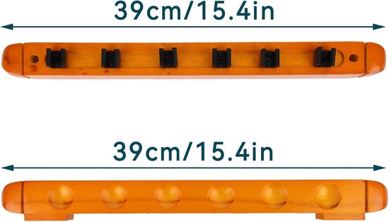 Houten Keurek - Muurbevestiging Keu - Biljart Accessoires - Houdt Zes Keuen Vast - 39cm - Bruin — afbeelding 4