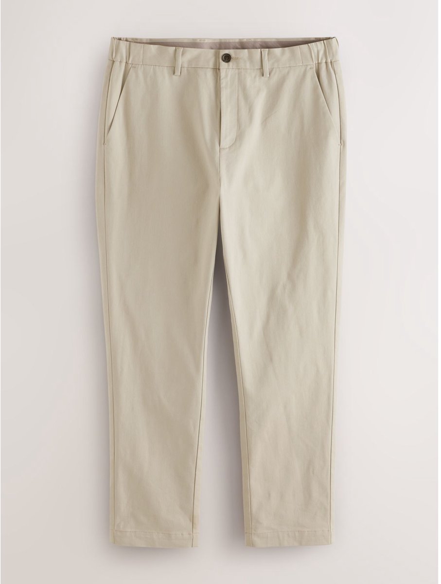Next - Heren - N. Premium nette chino van een mix van katoen en TENCEL™-lyocell, met comfortabele tailleband en slanke pasvorm - Naturel