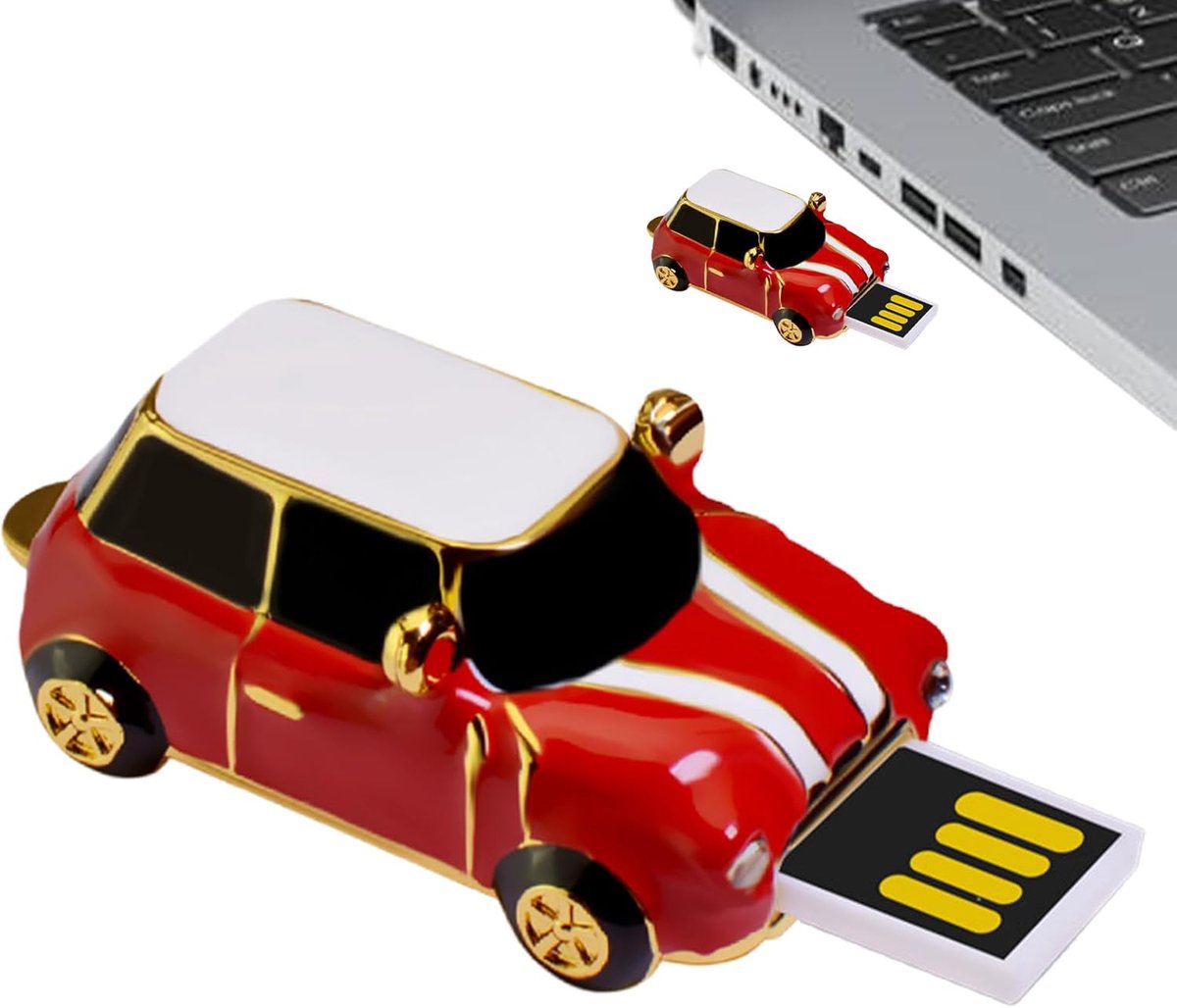 USB-stick Auto Vorm - Geheugenstick Dataopslag - Bestanden Overzetten - Creatief Retro Design - 45 cm Lengte - Blauw Rood