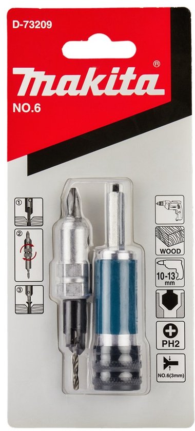 Makita verpakking met quad driver bit set.