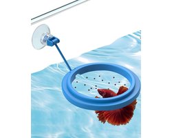 Aquarium Voederring - Voerstation Vis - Vis Voeren - Met Zuignap - Klein Rond - Blauw