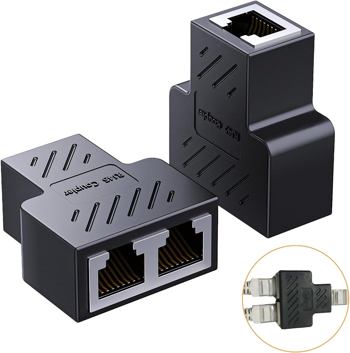 LAN Splitter - RJ45 Koppeling - Netwerk Uitbreiding - 2 Gelijktijdige Adapters - 15 x 10 x 1 cm