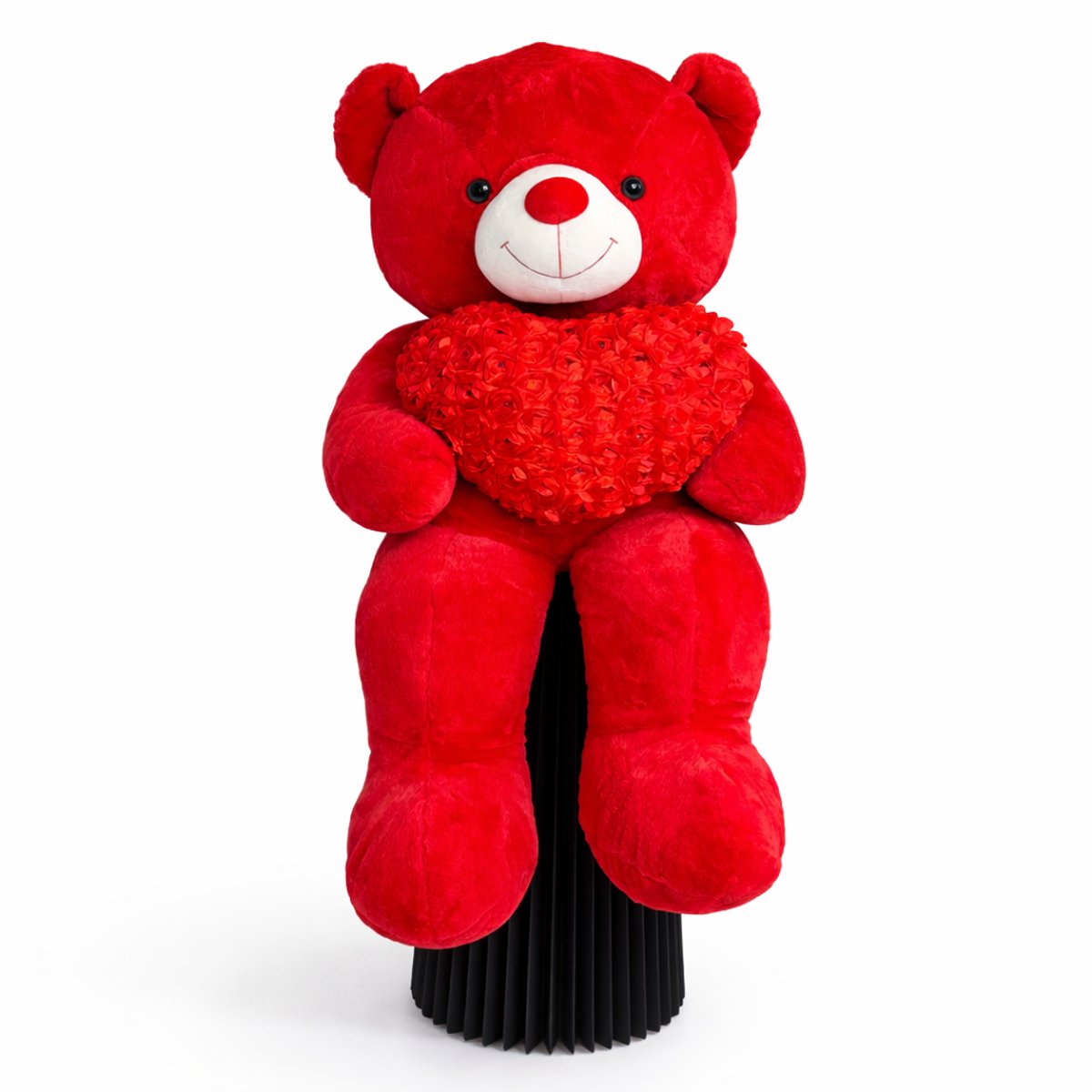 Teddy beer met Hart 135 cm – Grote Rode Knuffel beer – Luxe Pluche Cadeau Valentijn / Verjaardag / Jubileum
