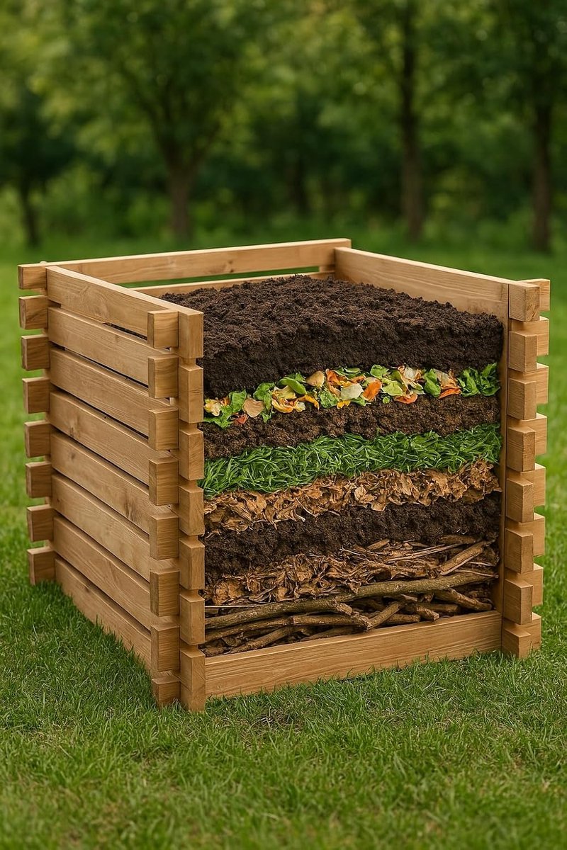 Compostbak Hout - Composteerbak Steeksysteem - Tuinafval Verwerken - Ruime Inhoud 500L - 89x89x80 cm - Zwart