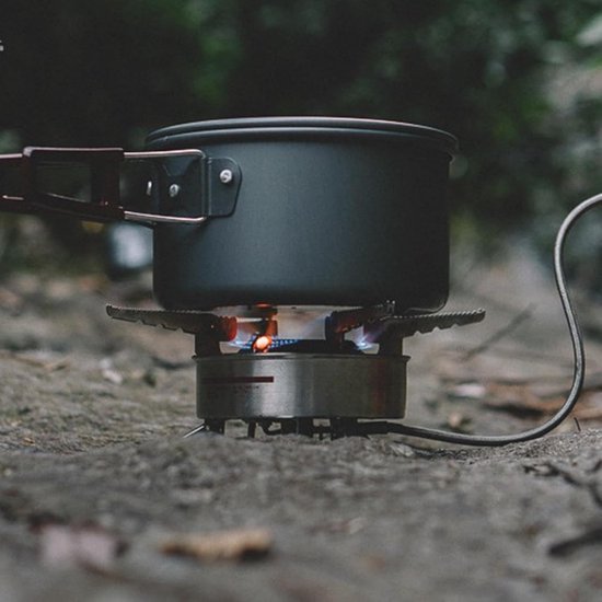 Camping Kooktoestel - Draagbaar Fornuis - Buiten Koken - Windbestendig Ontwerp - 20 cm Pan - Zilver van Camping — afbeelding 4
