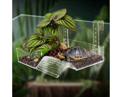 Drijvend Schildpaddenplateau - Zwemplateau Reptielen - Ontspannen voor Reptielen - Verstelbare Hoogte - 22.5 x 21 x 13.5 cm - Transparant