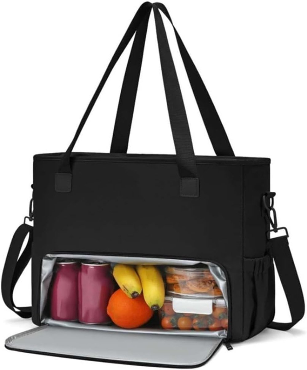 Lunch Draagtas - Grote Werk Tas - Lunch & Laptop - Geïsoleerd Compartiment - 43 x 30 x 3 cm