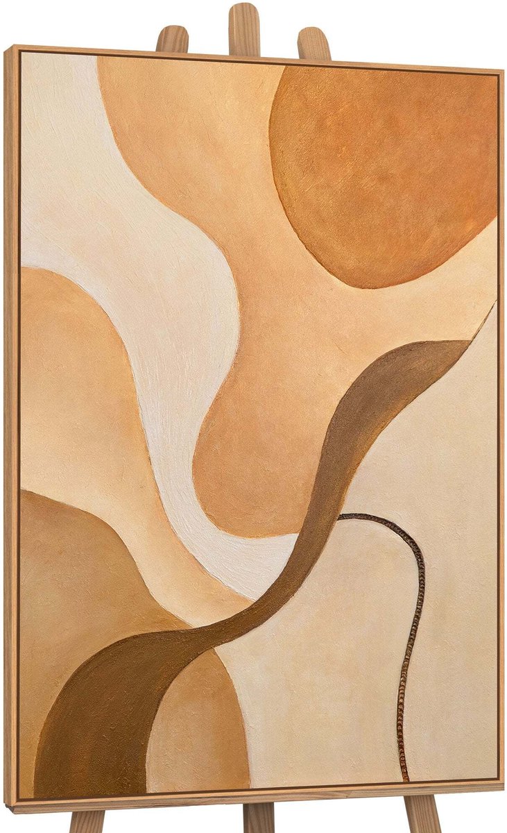YS Canvas schilderij 120x80 cm handgeschilderd kromming van de horizon – YS-Art Gallery – Lijst: Hout – Luxe wanddecoratie Wood