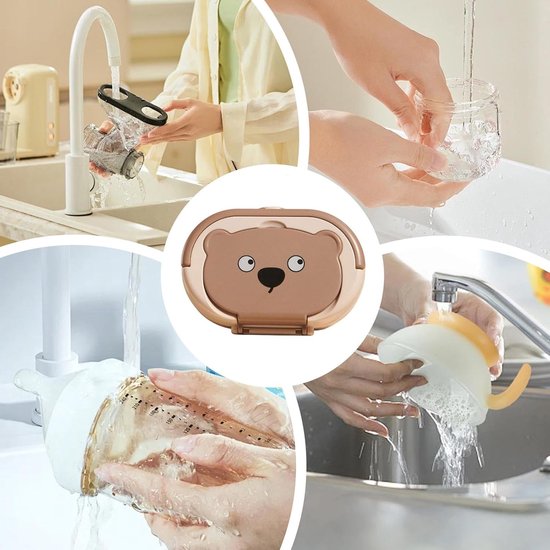 Flessen Schoonmaakset - Borstelset Babyflessen - Hygiënisch Reinigen - Compacte Opbergdoos - 13x18x6 cm - Bruin Groen — afbeelding 4