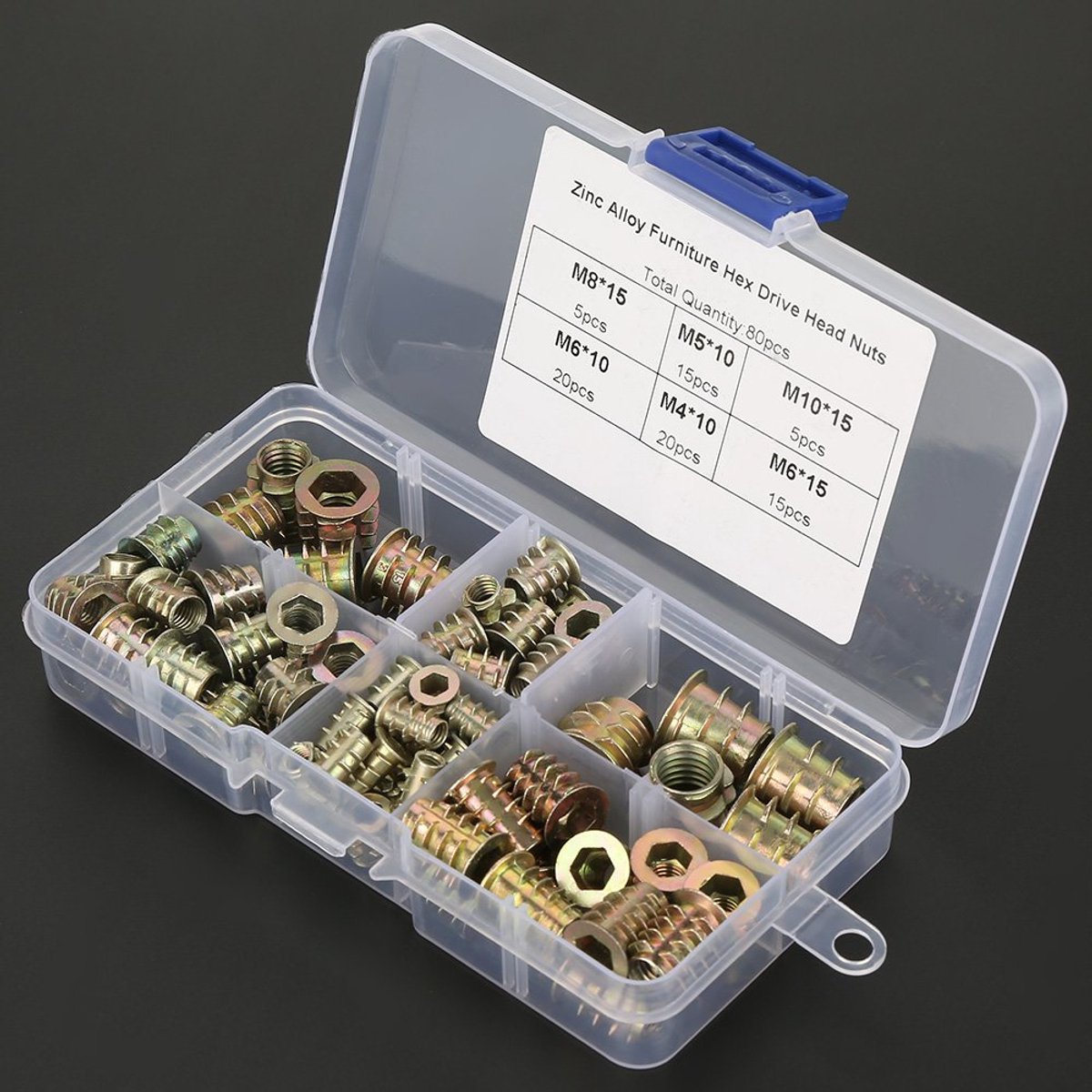 Inzetmoeren Set - Schroefmoeren Metaal - Meubel Reparatie - Zinklegering Materiaal - M4 tot M10 - Zilverkleurig