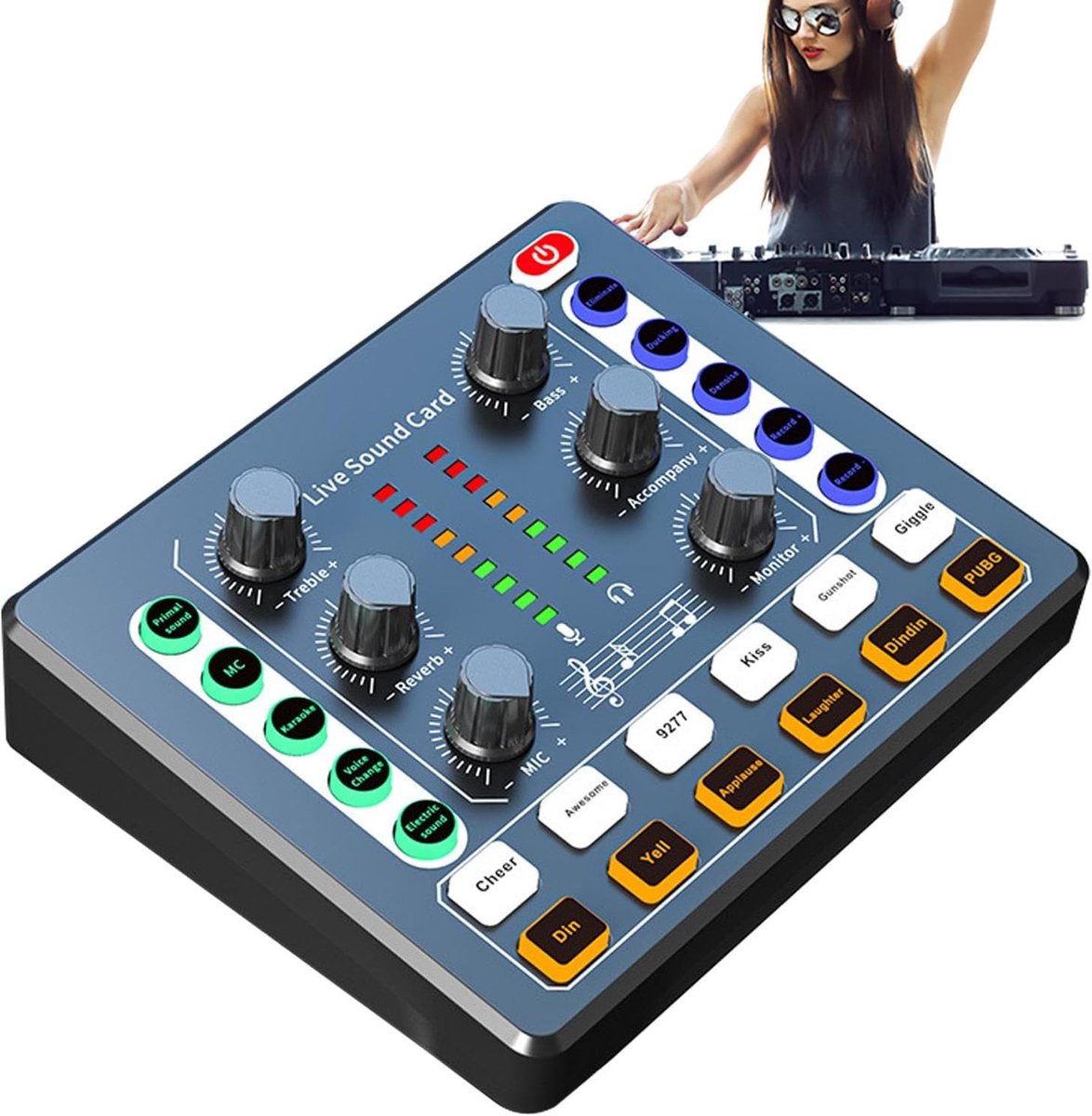 Audio Mixer - Geluidsinterface - Streaming Opnames - Ruisonderdrukking - Compact Formaat - Zwart