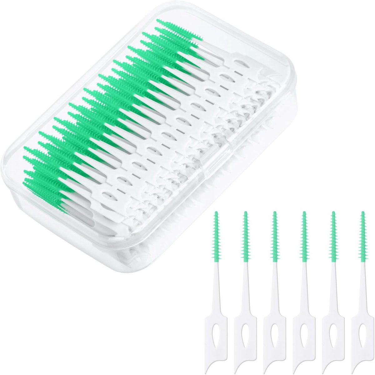 Interdentale Ragers - Tandenstokers - Mondhygiëne - Draagbare Opbergdoos - 220 Stuks - Groen