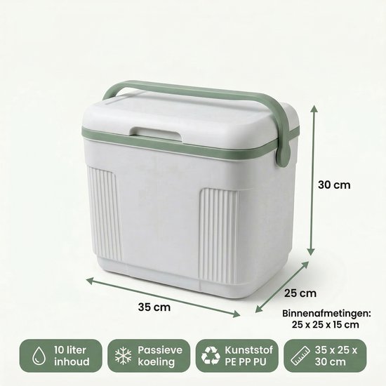 Cheqo® Koelbox - Koelbox 10l - Kleine Koelbox - Mini Koelbox - Koelbox Wit - Koelbox Groen - Draagbare Koelbox - Koelbox voor Picknick - Koelbox voor Camping - Koelbox voor Kamperen - Koelbox voor Strand van Merkloos — afbeelding 4