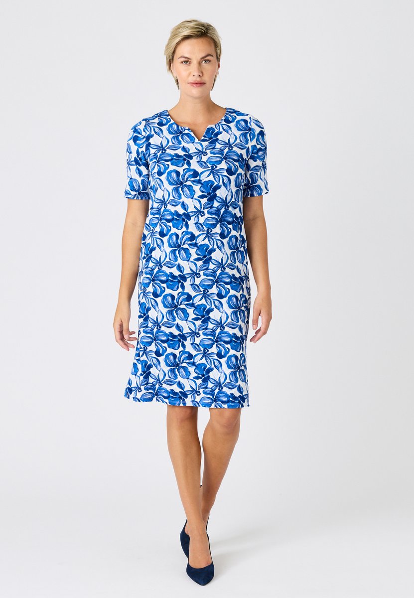 Damart - Jurk wafeltricot - Dames - Blauw - 40