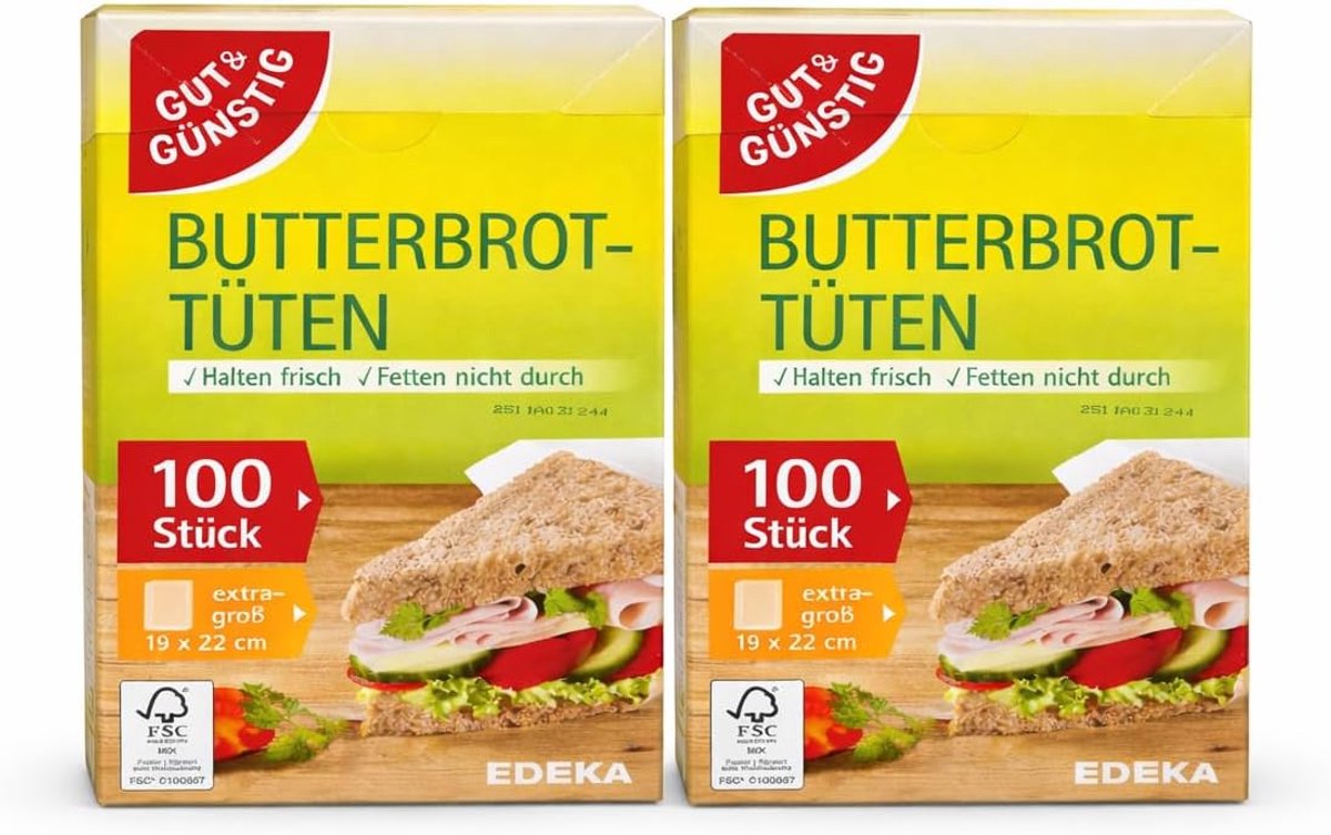 Boterhamzakjes - Sandwichzakken - Brood Beleg - Vetdichte Papierkwaliteit - 19 x 22 cm - Wit