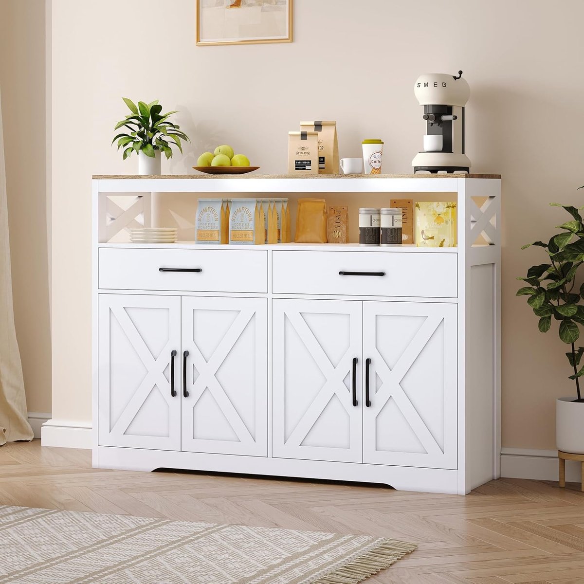 Opbergkast Keuken - Buffetkast Woonkamer - Keuken en Eetkamer - Verstelbare Plank - 140 x 40 x 105 cm