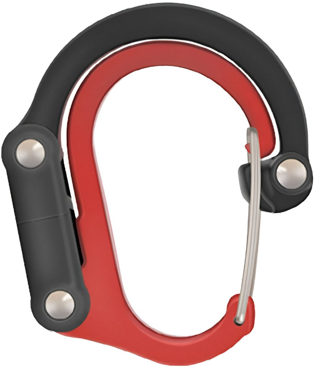 Karabijnhaak- en haaktassen, rugzakhaken, draaibare haakclips, hangmathaakclips Geschikt voor kamperen, reizen, wandelen, trekken, rood en zwart.