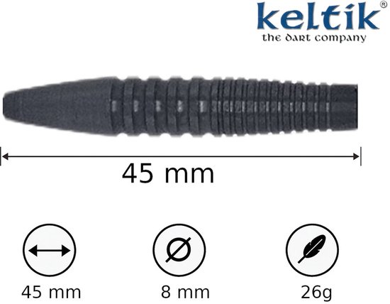 Steeldartpijlen Keltik Ardan 26g Black â€“ 90% Tungsten van Merkloos — afbeelding 3
