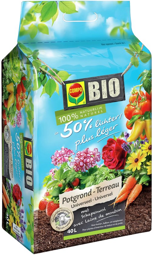 Compo Bio universele potgrond – 50% lichter – 2 x 40L
