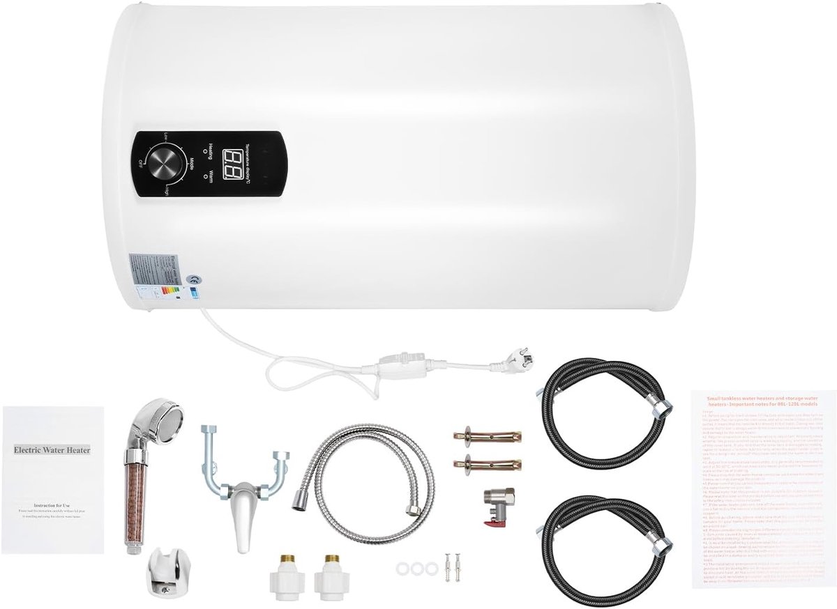 Elektrische Boiler - Warmwater Ketel - Direct Warm Water - Temperatuurregeling - 34x81 cm - Wit
